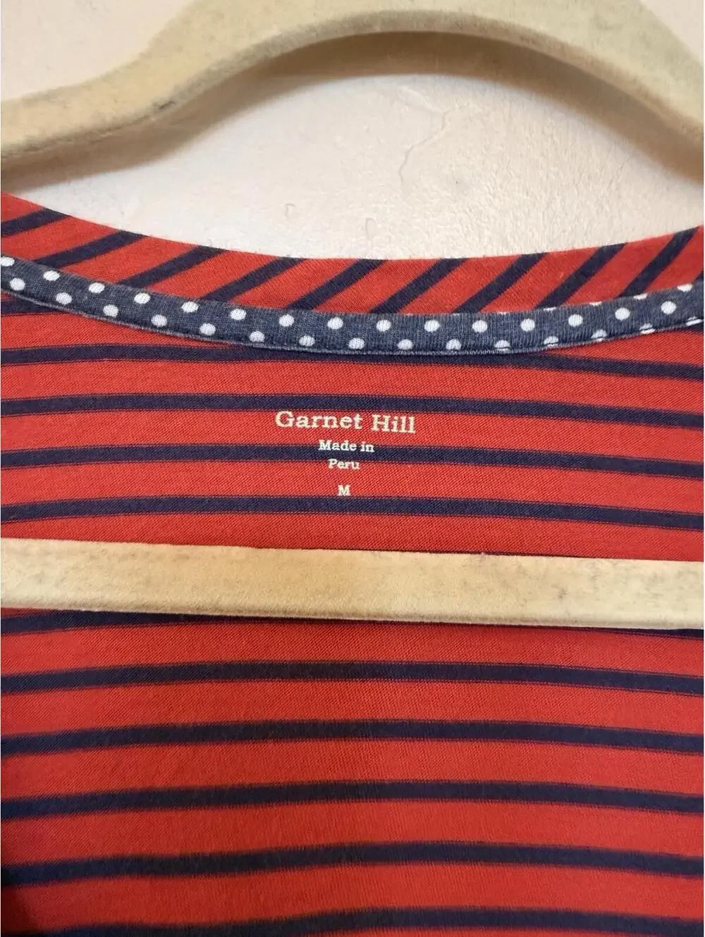 Garnet Hill Cotton Blend Orange Striped Long Sleeve T-Shirt Sz. M